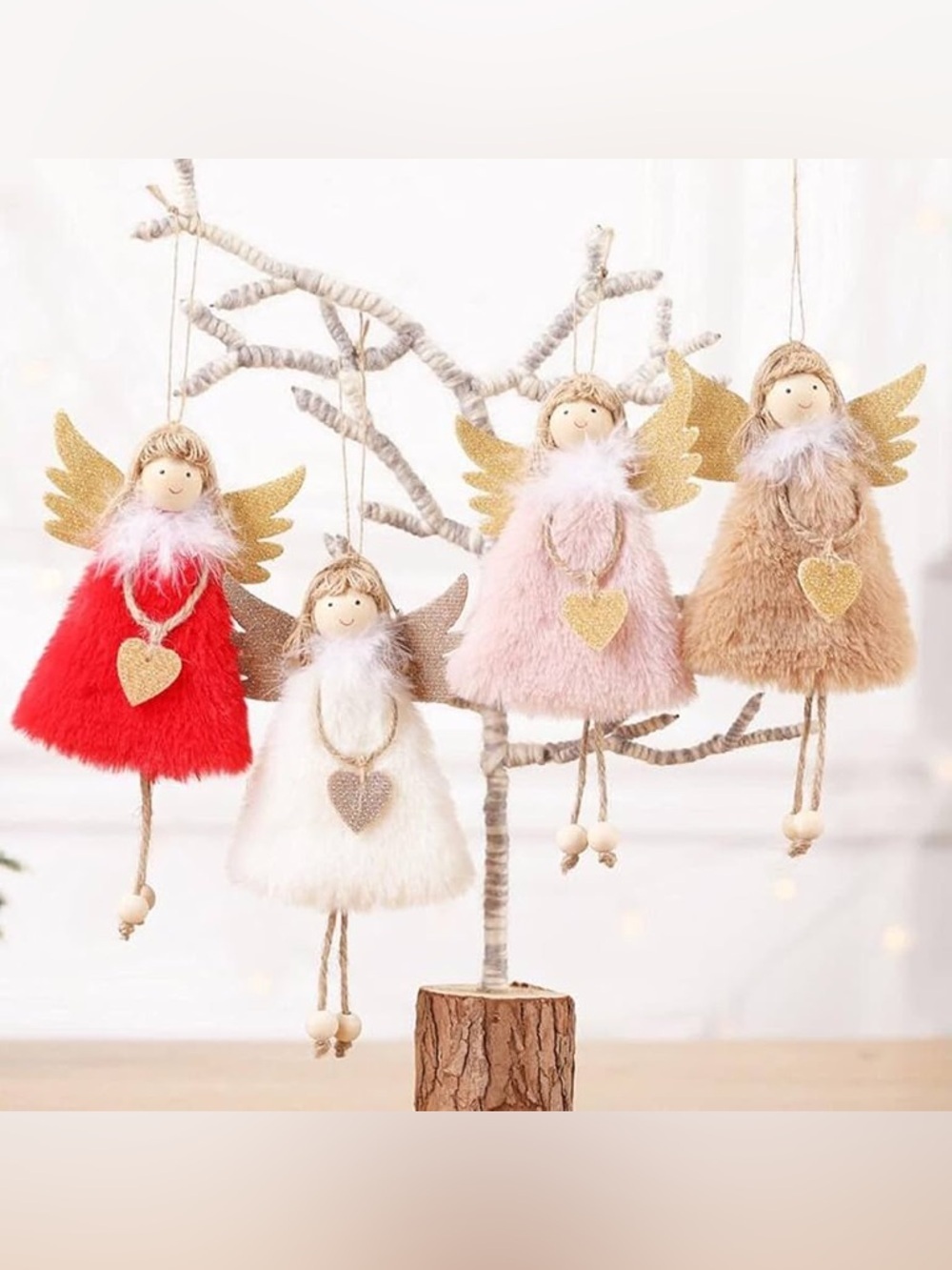 Christmas Plush Angel w/ Wings Christmas Ornament Hanging Dolls Decor 4 pack NEW